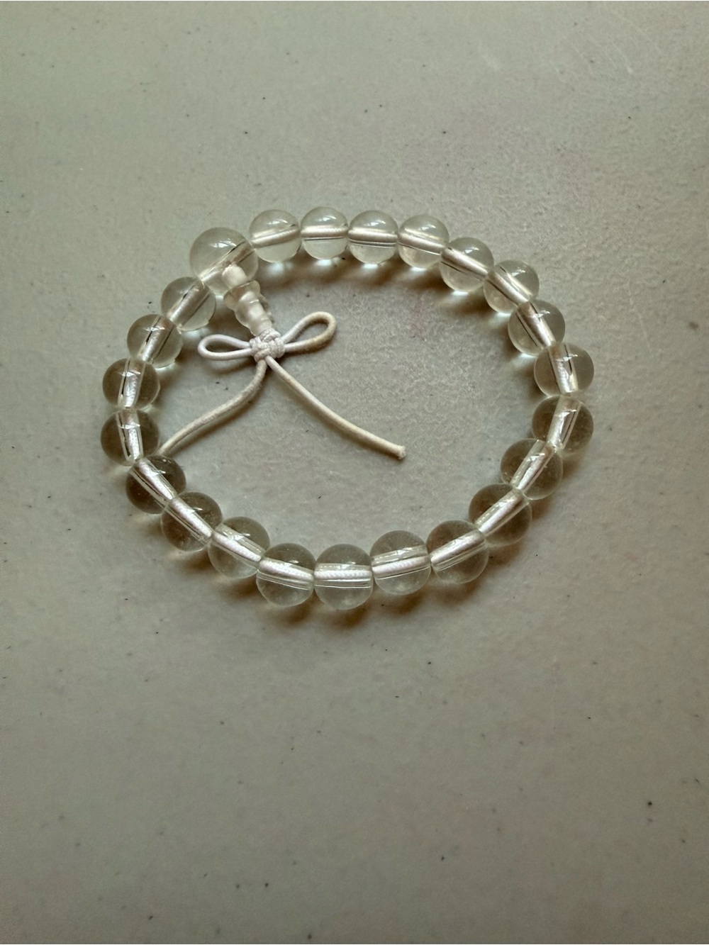 Clear Bead Stretch Bracelet with Bow Accent - Transparent